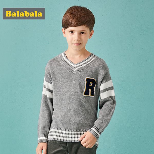 

children boys sweater 2018 autumn new children's clothing for boys cotton retro campus loose fashion sweaters for kids boy contr, Blue