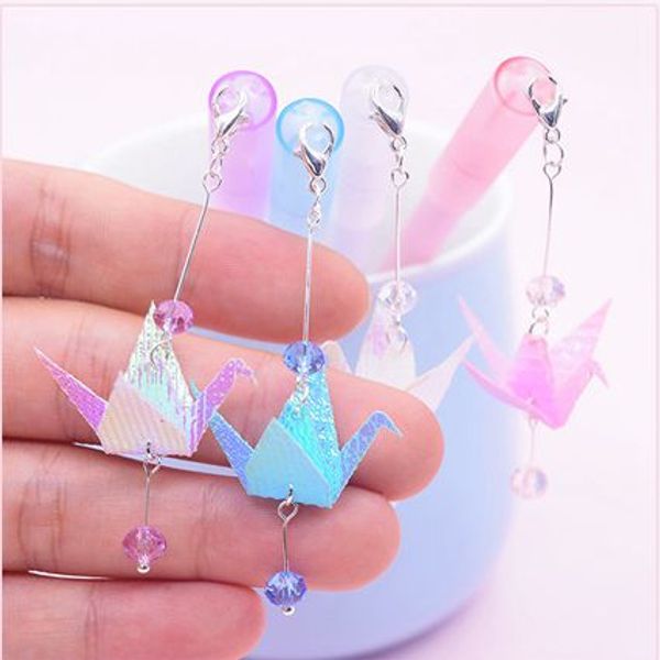 

cute 0.5mm laser paper cranes crystal pendant gel pens signature pen stationery office school supply students gifts