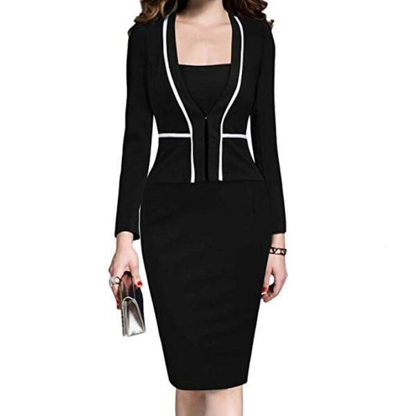 

женщины платье костюм куртка bodycon дамы офис платья формальные бизнес рабочая одежда элегантный midi платье карандаша классический винтажн, White;black