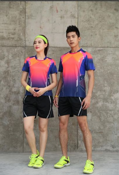 

new men's and women's short-sleeved polyester three colors tennis jerseys for quick-dry sports matches drop shipping, Black