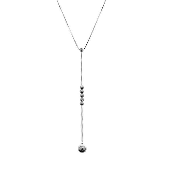 

string of beads pendant necklaces for women 925 sterling silver jewelry long chain collier round balls statement necklaces girls, Golden;silver