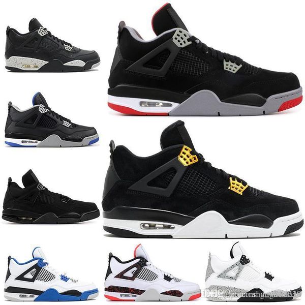 

2019 4 men basketball shoes 4s pure money bred fire red white cement royalty thunder sneakers sports shoes