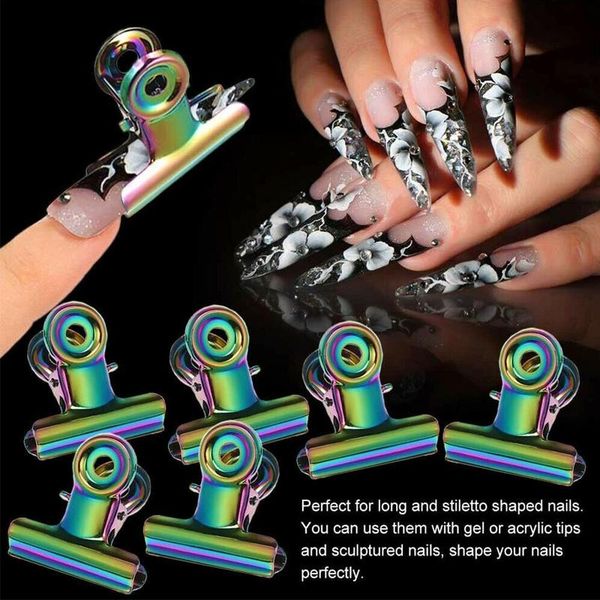 

10pcs dazzling fiberglass nail extension nail assist clip for silk extension and form acrylic tips pinching tool, Silver