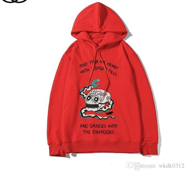 

gg new style men designer hoodie luxury snake embroidery mens clothing cotton fashion hoodies pullover wild street hip hop 5552, Black