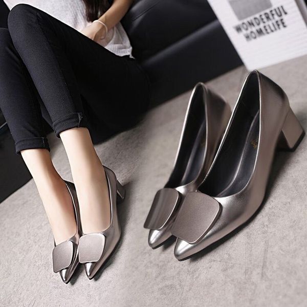 

2020 new high heels female korean version of the pointed shallow mouth 5cm women's single shoes fashion work casual shoes, Black