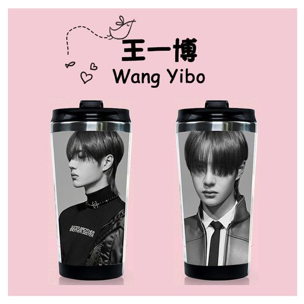 

wang yibo chen qing ling stainless steel water cup the untamed lan wangji double layer curve cups bottle fans collection gifts, Blue;slivery