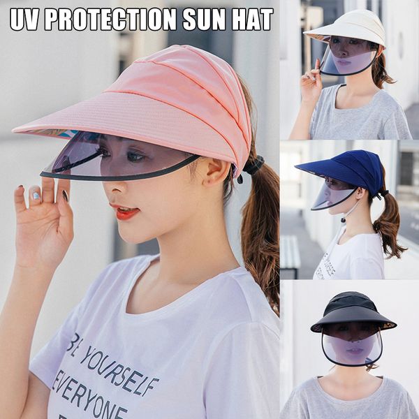 

sun visor hat full face cover safety shield eye protect uv cap wide brim sp99, Black