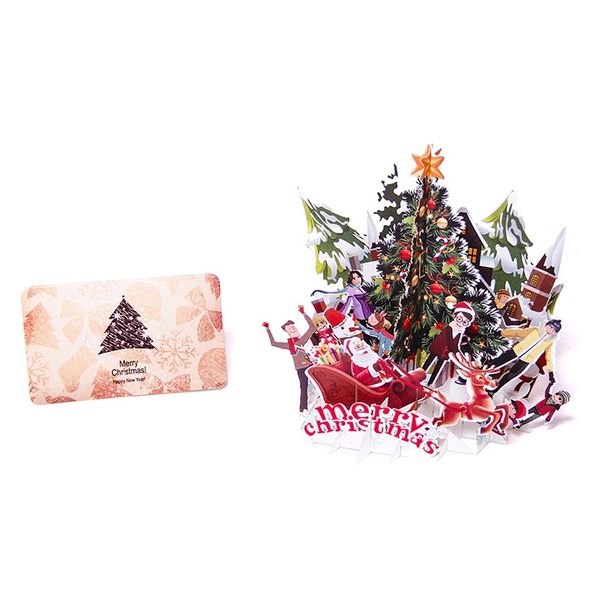 

merry christmas 3d popup folding greeting card unique holiday invitation cards with postcard envelope christmas greeting card