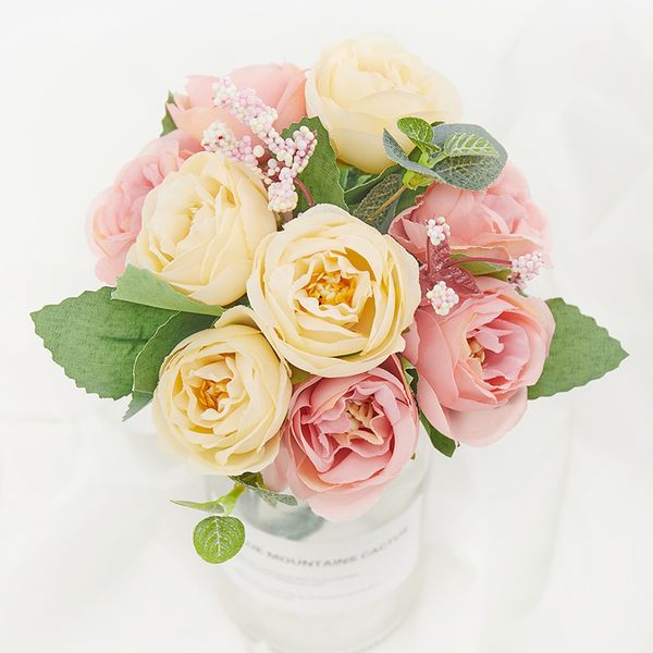 

new silk rose artificial flowers for home decoration in balcony beautiful roses bouquet fake flowers wedding party arrangement