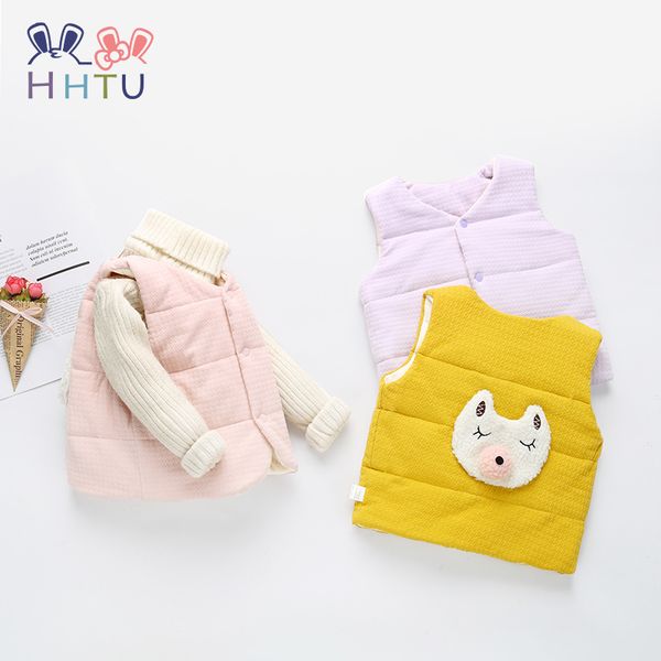 

hhtu baby jacket cartoon kid clothing boys girl baby vest yellow pink purple outwear winter autumn cotton waistcoat warm clothes, Blue