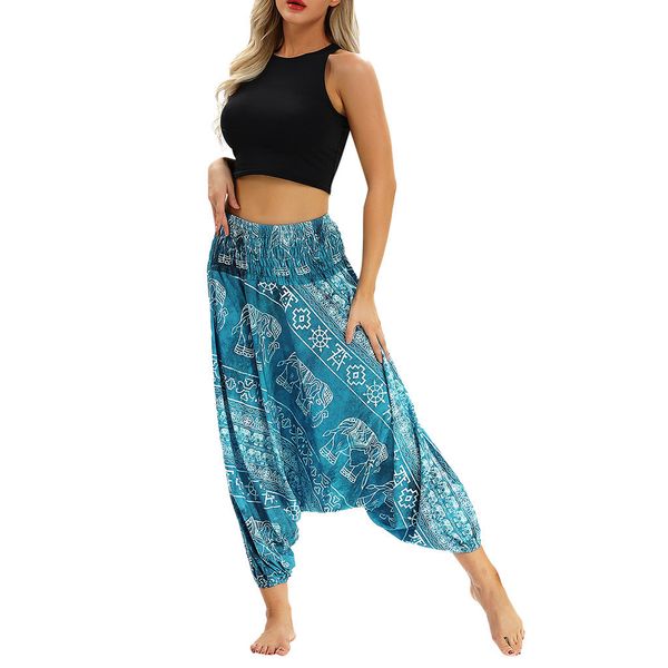

men women casual bohemian loose yoga travel lounge festival beach print pants outdoor fitness sport trouser, White;red