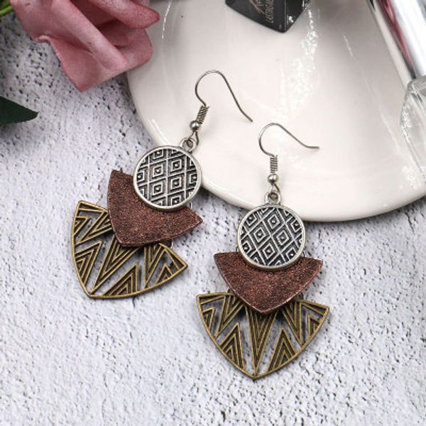 

new products promotional fashion bohemian vintage multi-piece geometric pendant earrings boho style jewelry, Silver