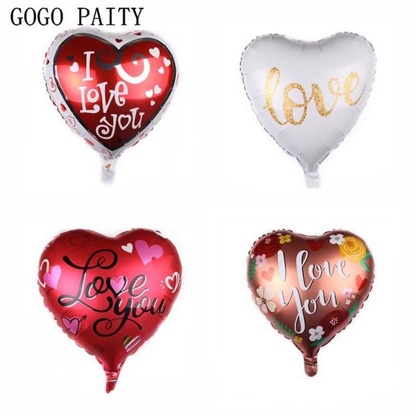 

gogo paity новый 18-дюймовый heart shape i love you aluminum день шар свадьба валентина белый шар высокое качество
