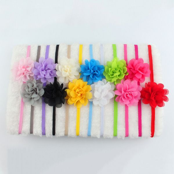 

12pcs/lot gum for hair baby headband for girls elastic flower solid hair band accessories cute headwear, Slivery;white