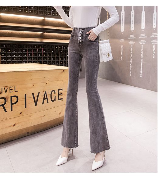 

charcoal ladies' small slacks jeans brim cultivate one's morality, Blue