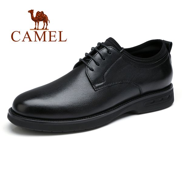

camel autumn genuine leather men shoes light business/dress/office/wedding/party shoes soft casual man, Black