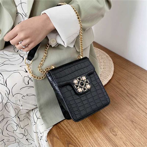 

women chain shoulder bags mini alligator pattern pu crossbody bag female 2020 new messenger bags ladies travel handbags