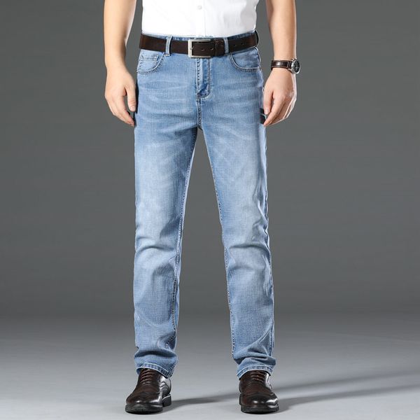 

slim jeans mens 2020 summer autumn blue gray jeans fashion casual stretch denim trousers male brand pants straight solid clothes