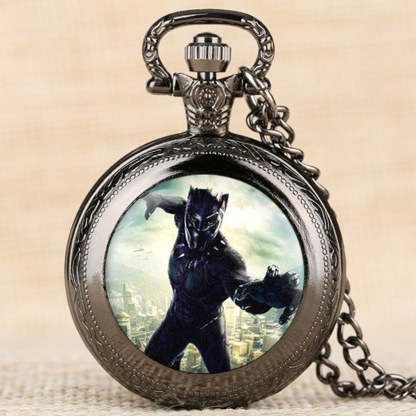 

pocket watch quartz movement watches men alloy case panther pattern mens watch arabic numbers pocket creative design, Slivery;golden