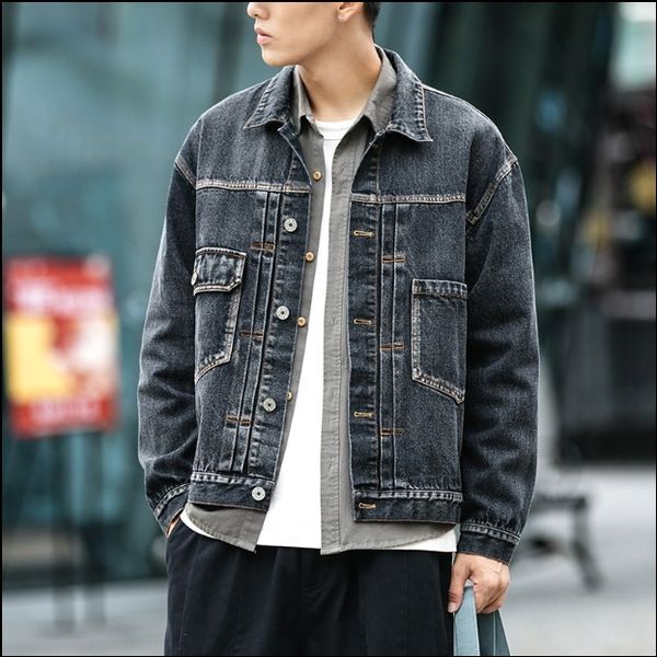 

new denim jacket men slim fashion wash retro casual denim jacket man streetwear wild hip hop bomber jacket male clothes autumn, Black;brown
