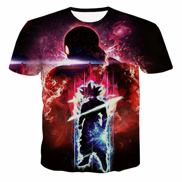 

новые моды мужчины / женщины dragonball супер саян аниме harajuku летний стиль смешные 3d печати случайные футболки h225, White;black