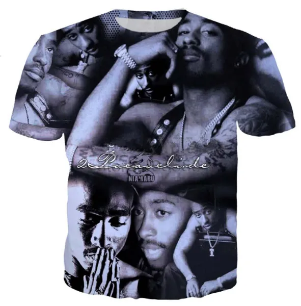 

popular singer rapper tupac 2pac t shirt men women funny 3d print summer short sleeve o neck crewneck casual a210, White;black