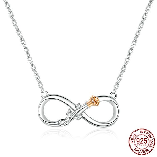 

pure silver rose temperament necklace digital 8 plating white gold: war in paradise concise girl student pendant