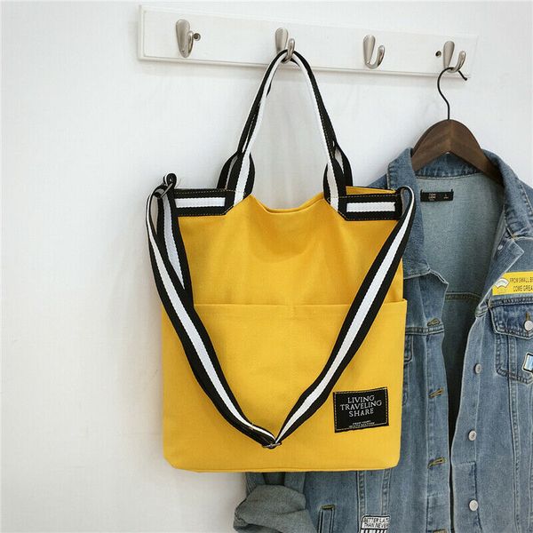 

new women's large-capacity handbag fashion solid color canvas shoulder bag canta messenger bag