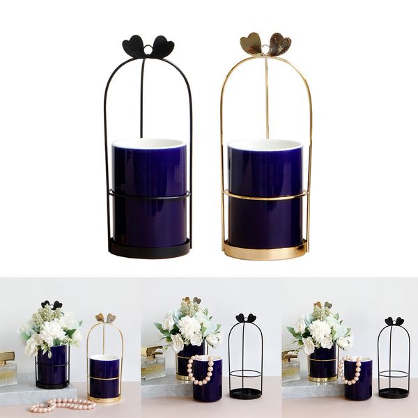 

2 pcs nordic style round dark blue vase tableflower pot home decor 3"x4
