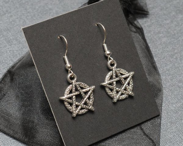 

новый стиль горячий древний серебряный сверхъестественное сила пятиконечная звезда кулон серьги очарования личности творческие женщины ювели, Silver