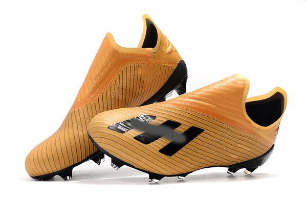 

2019 new x 19+ fg inner game dark script men kids soccer cleats shoes laceless 302 redirect pack navy black golden football boots size 39-45
