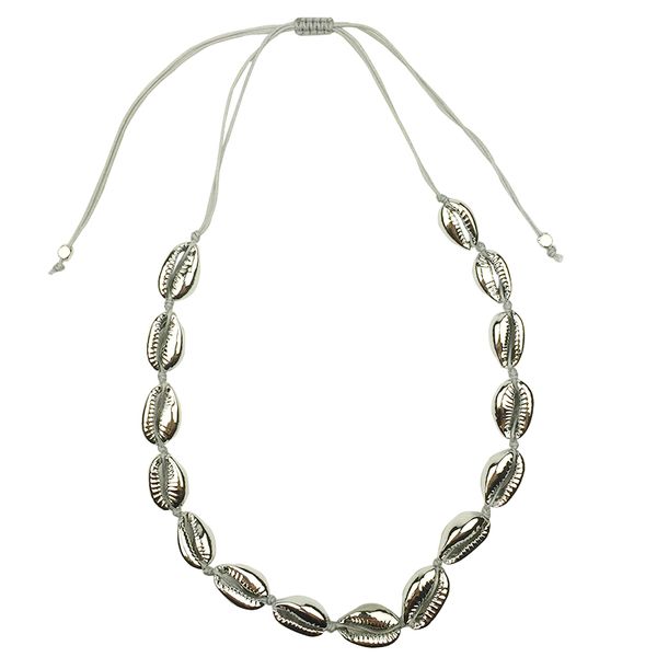 

boho puka cowrie shell necklace women gold seashell rope chain choker necklace jewelry collier femme 2018 kolye collar concha, Golden;silver