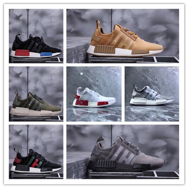 

new nmd r1 primeknit men and women three running shoes 3m reflective japanese black knight comfortable sports training casual shoes36-45