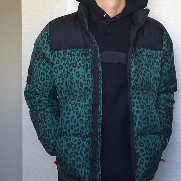 

18fw leopard down jacket hooded nuptse jacket deciduous leaves print nuptse coats couple coat winter outerwear fashion hfttyrf024, Black