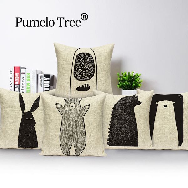 

мультфильм медведь подушка обложка черный накидки главная декор на заказ подушка обложка белье декоративные подушки dropshipping бросьте под