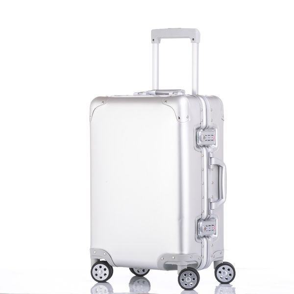 

aluminum alloy travel suitcase 20/24/26/29 inch metal luggage fashionable new type of suitcase rolling luggage