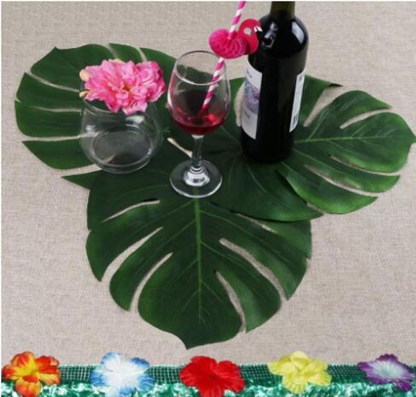 35x29cm Künstliche tropische Palmblätter für Hawaii Luau Partydekorationen Strandthema Hochzeit Tischdekoration Zubehör GD95