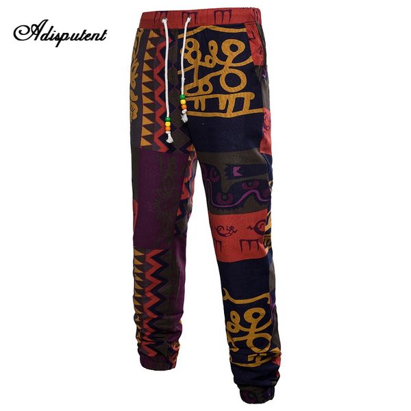 

adisputent man's print casual pants cotton linen trousers joggers straight clothing plus size streetwear pantalon homme 2019 5xl, Black
