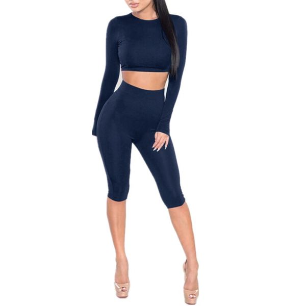 

2pcs yoga set women ladies tracksuit long sleeve slim shirt half length pants workout fitness wear yoga sets, White;red