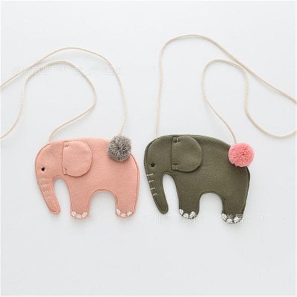 

children girl kids coin purse bag hobos mini small cute cotton fabric cartoon elephant korean accessories wholesale gift, White