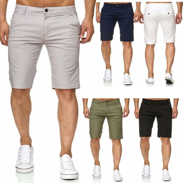 

Hot Men Slim Fitness Solid Color Shorts Casual Work Uniform Half Pant Summer Jean Beach Cotton Shorts Baggy Trouser Short Pants