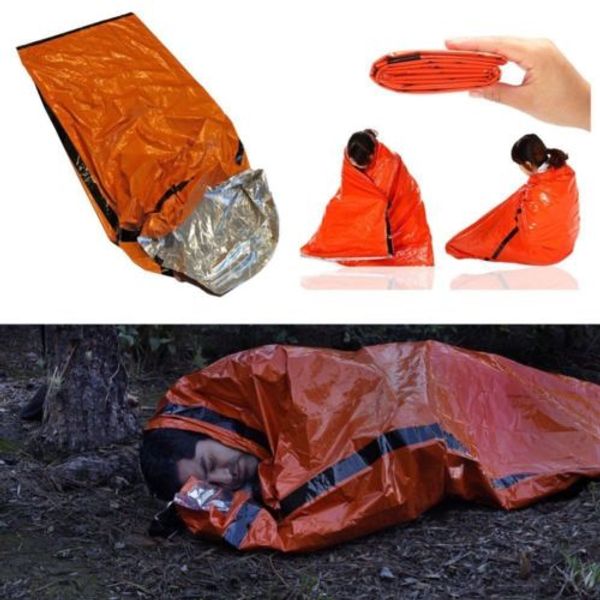 

Outdoor Emergency Sleeping Bags Practical Durable PE Cloth Reusable Warmer Waterproof Windproof Safe Survival Camping Travel Bag