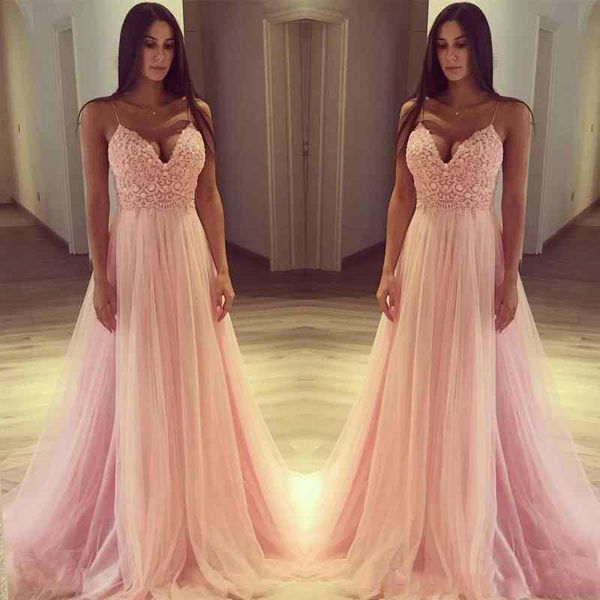 

2020 baby pink arabic вечерние платья спагетти кружева рукавов backless вечернее платье линия плюс размер тюль пром платья, Black;red