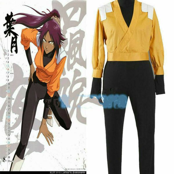 

new bleach yoruichi shihouin orange cosplay costume, Black;red