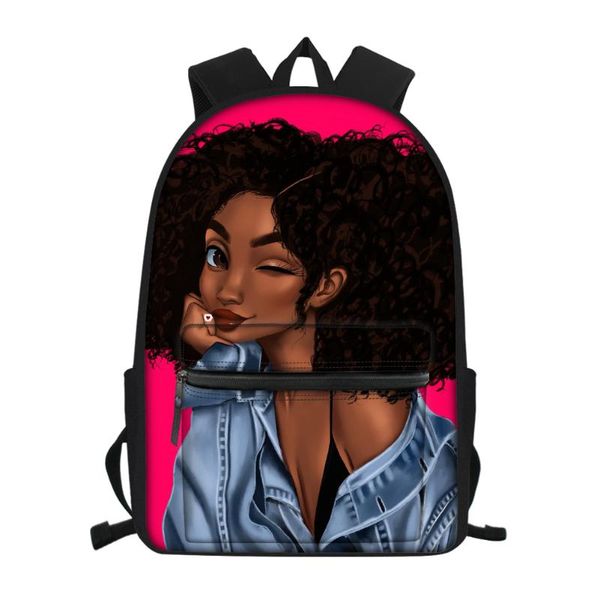 

thikin 2020 black girl magic afro lady printing children school bags for kids schoolbag for teenagers lapbackpack mochila