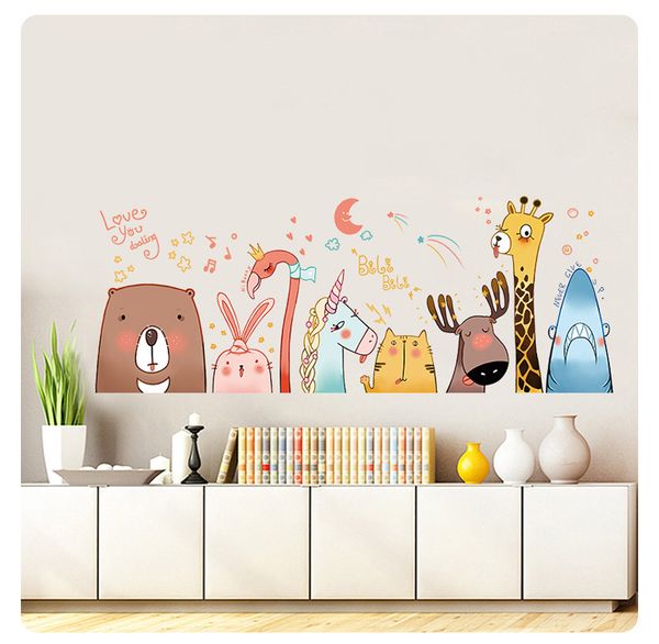 

children cartoon animal wall stickers bedroom background stickers creative diy removable self-adhesive wall stickers xh9316