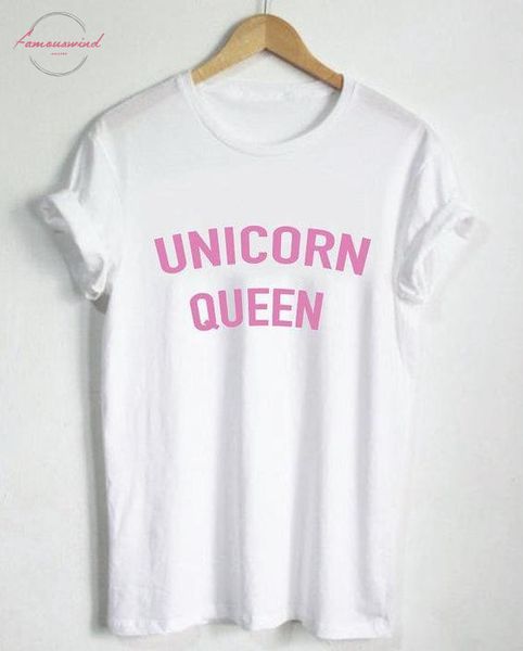 

women t shirt unicorn queen pink letters print cotton casual funny shirt for lady white black gray tee hipster t