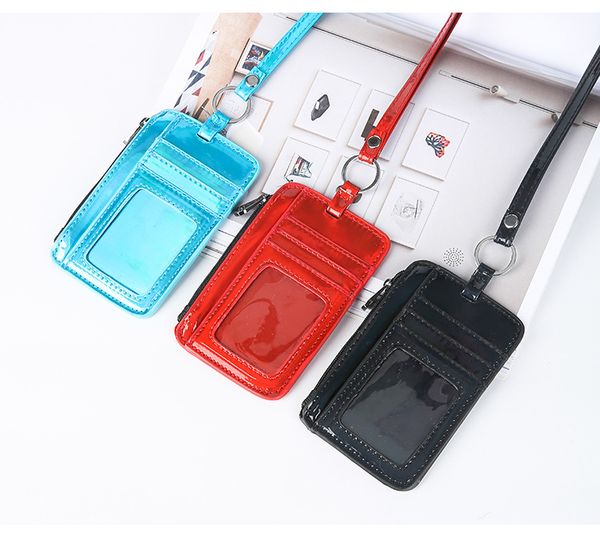 

pink letter hologram laser card bag women girls lanyard kechain id credit card slot bag shiny money pocket coin purse phone straps best, White