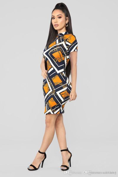 

женщины черное платье цепи printed тощий с коротким рукавом o шеи женщины платья sexy ladies тонкий платье-футляр, Black;gray