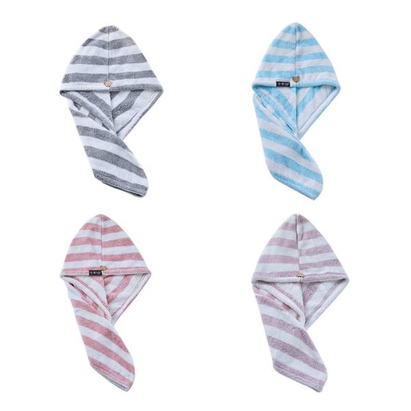 

rapid fast drying hair towel quick dry hair hat bathing shower caps wrapped towel bath wrap hat turban stripe